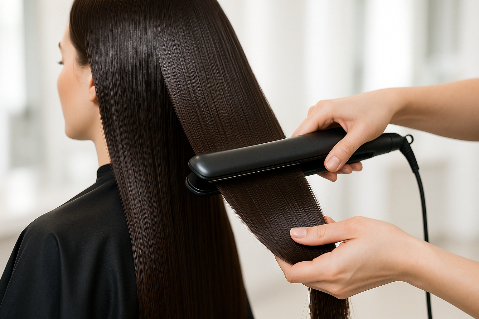 hair with flat iron